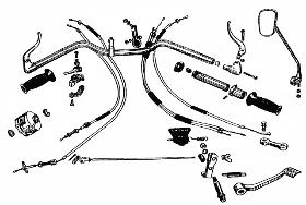 cj750 parts handlebars controls and cables